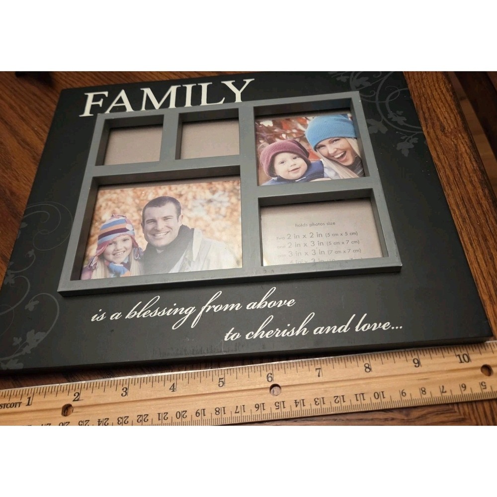 Multi Picture Black Wood Photo Frame Family‎  10.5 x 8.5 inches New